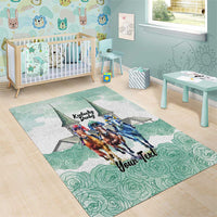 Kentucky Horse Racing Personalized Area Rug Churchill Downs Roses Pastel Green