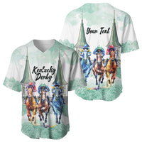 Kentucky Horse Racing Personalized Baseball Jersey Churchill Downs Roses Pastel Green