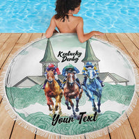 Kentucky Horse Racing Personalized Beach Blanket Churchill Downs Roses Pastel Green