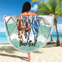 Kentucky Horse Racing Personalized Beach Blanket Churchill Downs Roses Pastel Green