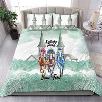 Kentucky Horse Racing Personalized Bedding Set Churchill Downs Roses Pastel Green