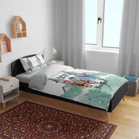 Kentucky Horse Racing Personalized Bedding Set Churchill Downs Roses Pastel Green