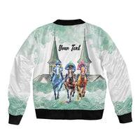 Kentucky Horse Racing Personalized Bomber Jacket Churchill Downs Roses Pastel Green
