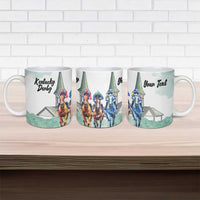 Kentucky Horse Racing Personalized Ceramic Mug Churchill Downs Roses Pastel Green