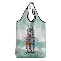 Kentucky Horse Racing Personalized Grocery Bag Churchill Downs Roses Pastel Green