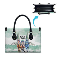 Kentucky Horse Racing Personalized Leather Bag Churchill Downs Roses Pastel Green