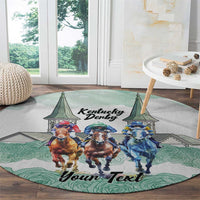 Kentucky Horse Racing Personalized Round Carpet Churchill Downs Roses Pastel Green