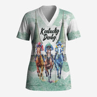 Kentucky Horse Racing Personalized Scrub Top Churchill Downs Roses Pastel Green