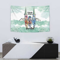 Kentucky Horse Racing Personalized Tapestry Churchill Downs Roses Pastel Green