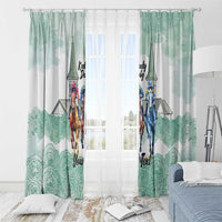 Kentucky Horse Racing Personalized Window Curtain Churchill Downs Roses Pastel Green