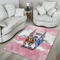 Kentucky Horse Racing Personalized Area Rug Churchill Downs Roses Pastel Pink