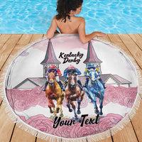 Kentucky Horse Racing Personalized Beach Blanket Churchill Downs Roses Pastel Pink