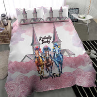 Kentucky Horse Racing Personalized Bedding Set Churchill Downs Roses Pastel Pink