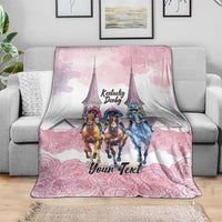 Kentucky Horse Racing Personalized Blanket Churchill Downs Roses Pastel Pink