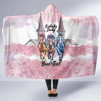 Kentucky Horse Racing Personalized Hooded Blanket Churchill Downs Roses Pastel Pink