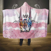 Kentucky Horse Racing Personalized Hooded Blanket Churchill Downs Roses Pastel Pink