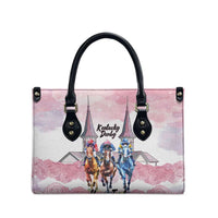 Kentucky Horse Racing Personalized Leather Bag Churchill Downs Roses Pastel Pink