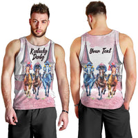 Kentucky Horse Racing Personalized Men Tank Top Churchill Downs Roses Pastel Pink