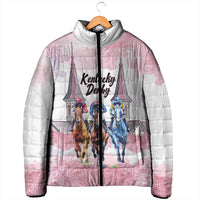 Kentucky Horse Racing Personalized Padded Jacket Churchill Downs Roses Pastel Pink