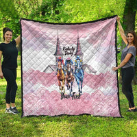 Kentucky Horse Racing Personalized Quilt Churchill Downs Roses Pastel Pink