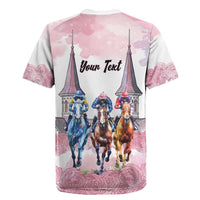 Kentucky Horse Racing Personalized Rugby Jersey Churchill Downs Roses Pastel Pink