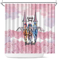 Kentucky Horse Racing Personalized Shower Curtain Churchill Downs Roses Pastel Pink