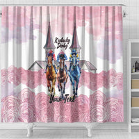 Kentucky Horse Racing Personalized Shower Curtain Churchill Downs Roses Pastel Pink
