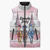 Kentucky Horse Racing Personalized Sleeveless Puffer Jacket Churchill Downs Roses Pastel Pink