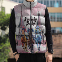 Kentucky Horse Racing Personalized Sleeveless Puffer Jacket Churchill Downs Roses Pastel Pink