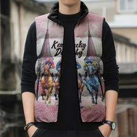 Kentucky Horse Racing Personalized Sleeveless Puffer Jacket Churchill Downs Roses Pastel Pink