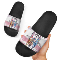 Kentucky Horse Racing Personalized Slide Sandals Churchill Downs Roses Pastel Pink