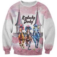 Kentucky Horse Racing Personalized Sweatshirt Churchill Downs Roses Pastel Pink