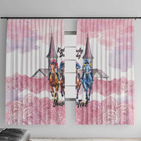 Kentucky Horse Racing Personalized Window Curtain Churchill Downs Roses Pastel Pink