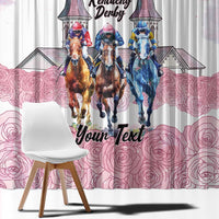 Kentucky Horse Racing Personalized Window Curtain Churchill Downs Roses Pastel Pink