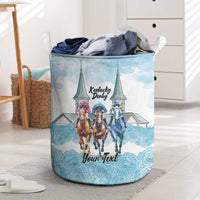 Kentucky Horse Racing Personalized Laundry Basket Churchill Downs Roses Pastel Blue