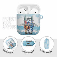 Kentucky Horse Racing Personalized AirPods Case Churchill Downs Roses Pastel Blue