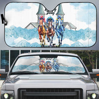Kentucky Horse Racing Personalized Auto Sun Shade Churchill Downs Roses Pastel Blue