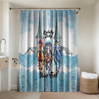 Kentucky Horse Racing Personalized Bathroom Set Churchill Downs Roses Pastel Blue