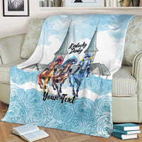 Kentucky Horse Racing Personalized Blanket Churchill Downs Roses Pastel Blue