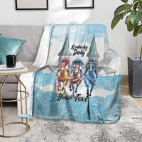 Kentucky Horse Racing Personalized Blanket Churchill Downs Roses Pastel Blue