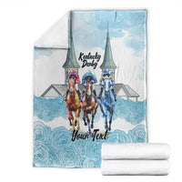 Kentucky Horse Racing Personalized Blanket Churchill Downs Roses Pastel Blue