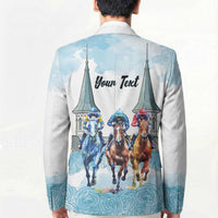 Kentucky Horse Racing Personalized Blazer Churchill Downs Roses Pastel Blue