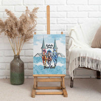 Kentucky Horse Racing Personalized Canvas Wall Art Churchill Downs Roses Pastel Blue