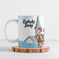 Kentucky Horse Racing Personalized Ceramic Mug Churchill Downs Roses Pastel Blue