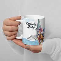 Kentucky Horse Racing Personalized Ceramic Mug Churchill Downs Roses Pastel Blue