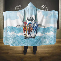 Kentucky Horse Racing Personalized Hooded Blanket Churchill Downs Roses Pastel Blue