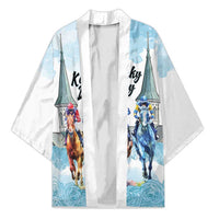 Kentucky Horse Racing Personalized Kimono Churchill Downs Roses Pastel Blue