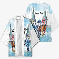 Kentucky Horse Racing Personalized Kimono Churchill Downs Roses Pastel Blue