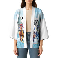 Kentucky Horse Racing Personalized Kimono Churchill Downs Roses Pastel Blue