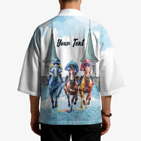 Kentucky Horse Racing Personalized Kimono Churchill Downs Roses Pastel Blue